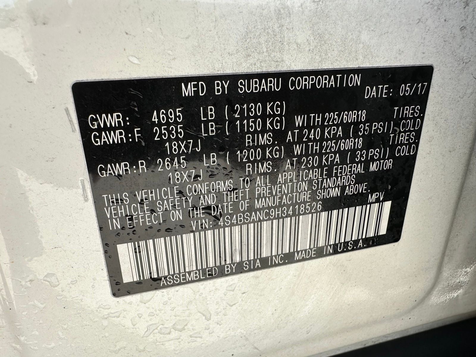 2017 Subaru Outback 2.5i Limited