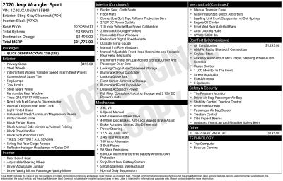 2020 Jeep Wrangler Sport