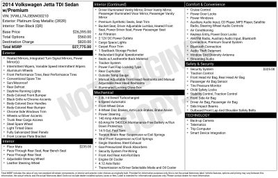 2014 Volkswagen Jetta 2.0L TDI w/Premium