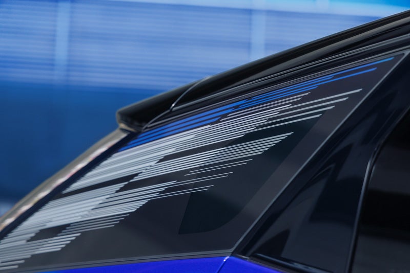 Close-up of the Modern Pattern on the 2026 OPTIQ-V Rear Quarter Glass | Platinum Cadillac in Terrell TX