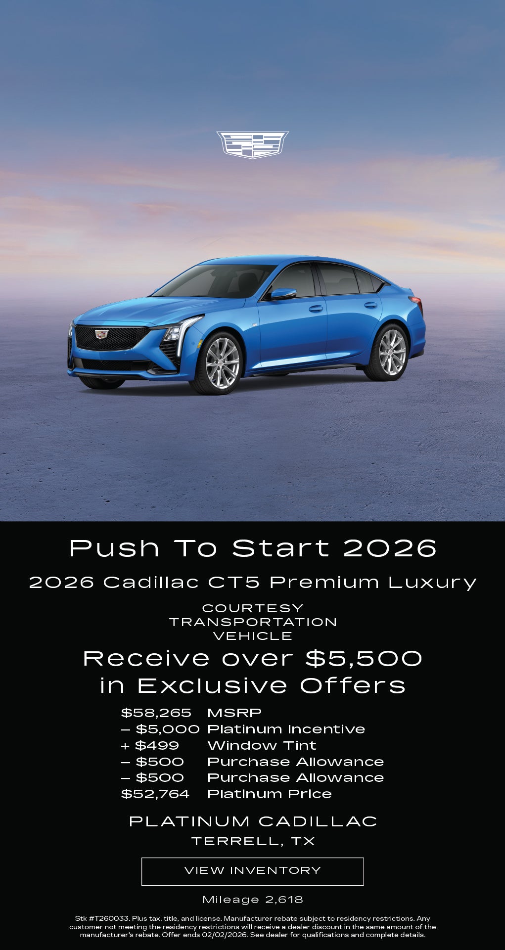 Shop $5,500 Off MSRP on This 2026 Cadillac CT5 Preminum Luxury!